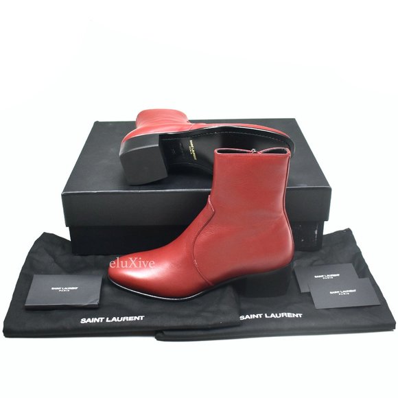 NWT Saint Laurent Opyum Red Leather James 60 Zip Boots - Picture 1 of 14